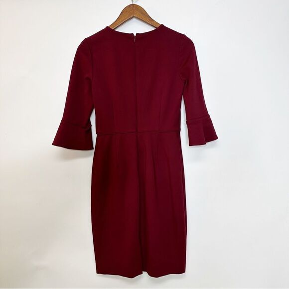 J. Crew Bell Sleeve Sheath Ponte Dress Cranberry Size 2 - Picture 6 of 14